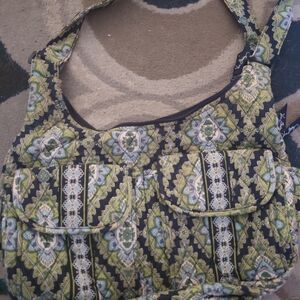 Vera Bradley Green and Black Patterned Shoulder Bag